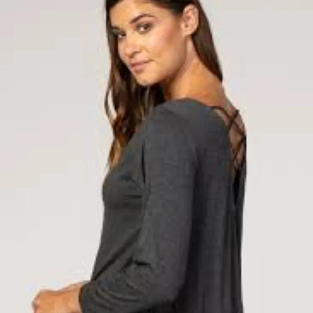 New*Pinkblush Ribbed Charcoal Grey Sweater